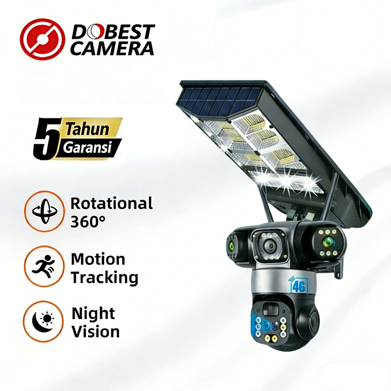 [5 Tahun Garansi] CCTV 4G Solar + Lampu Jalan | Tanpa WiFi | Tahan Hujan & Panas | Night Vision | Gr