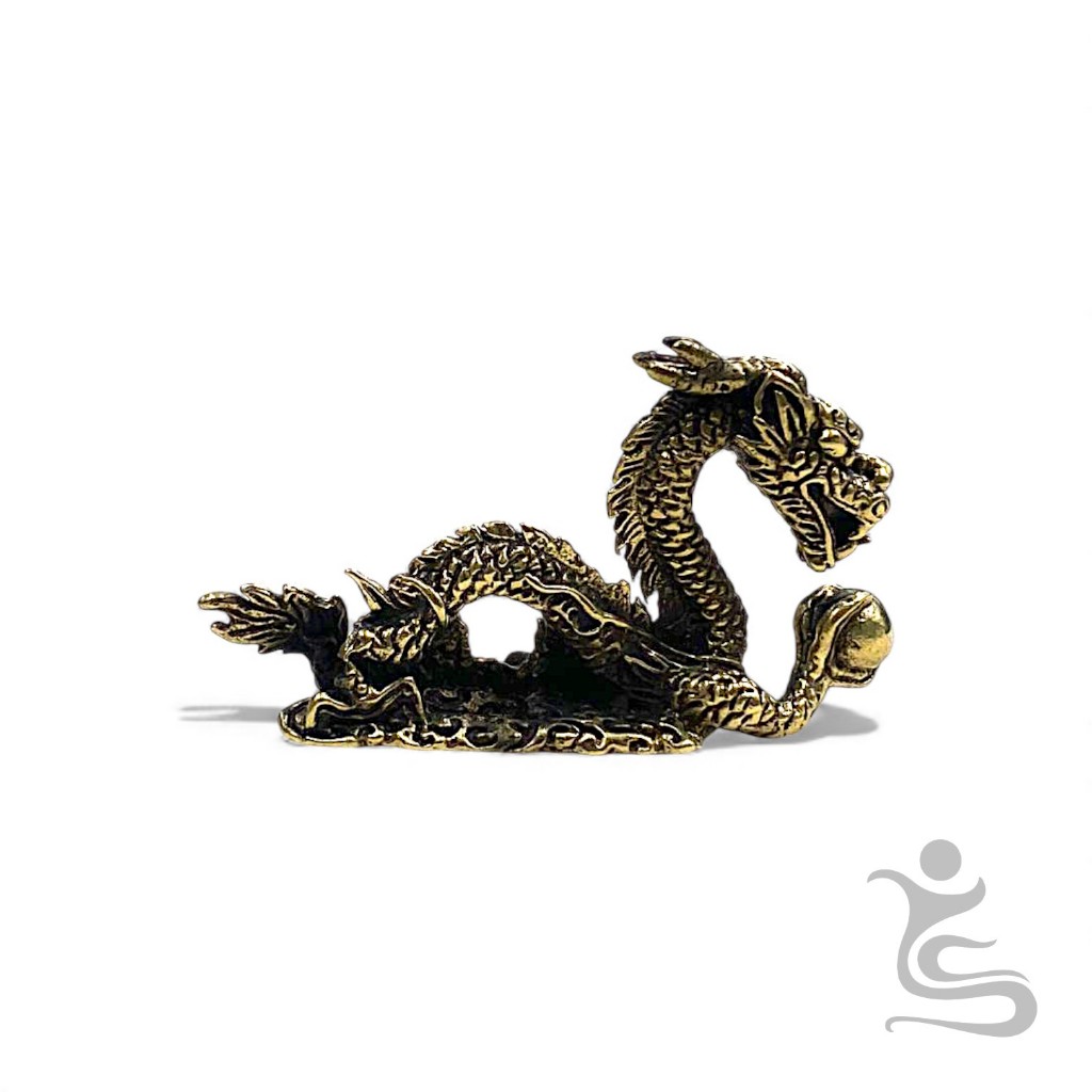 Patung Mini Naga Penjaga Bola  – Brass Miniature