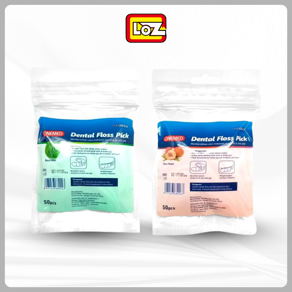 Dental Floss Toothpick Refill Isi 50pcs Kemasan Pouch ONEMED Benang Gigi Tusuk Gigi