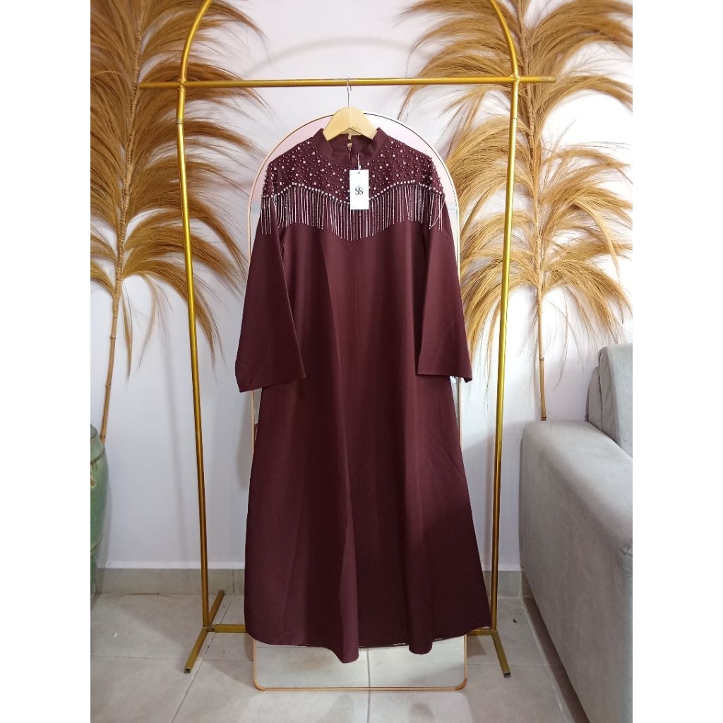 ShellaSaukia - GAMIS SATIN DEWASA ATAS FULL PAYET PREMIUM BY SHELLASAUKIA