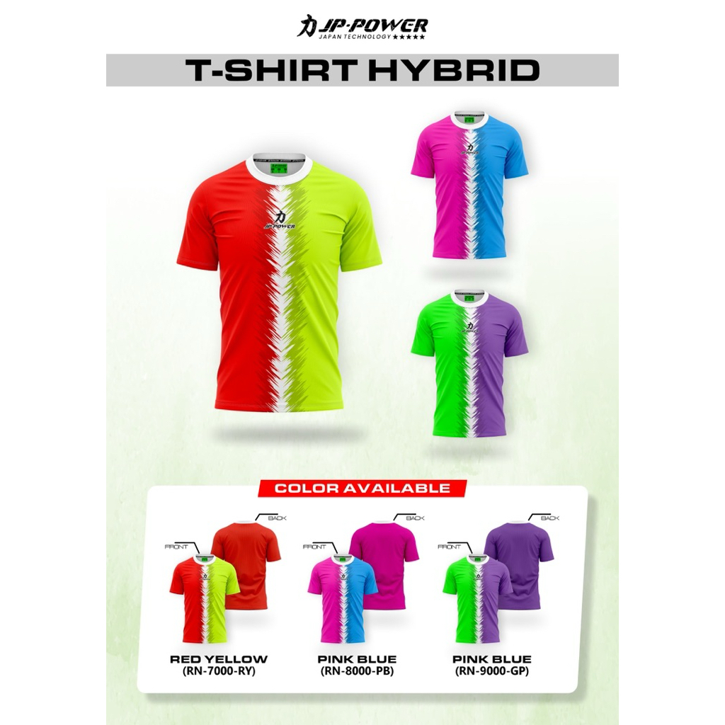 JP POWER Baju Badminton Hybrid Jersey bulutangkis Dryfit Printing Kaos atasan olahraga