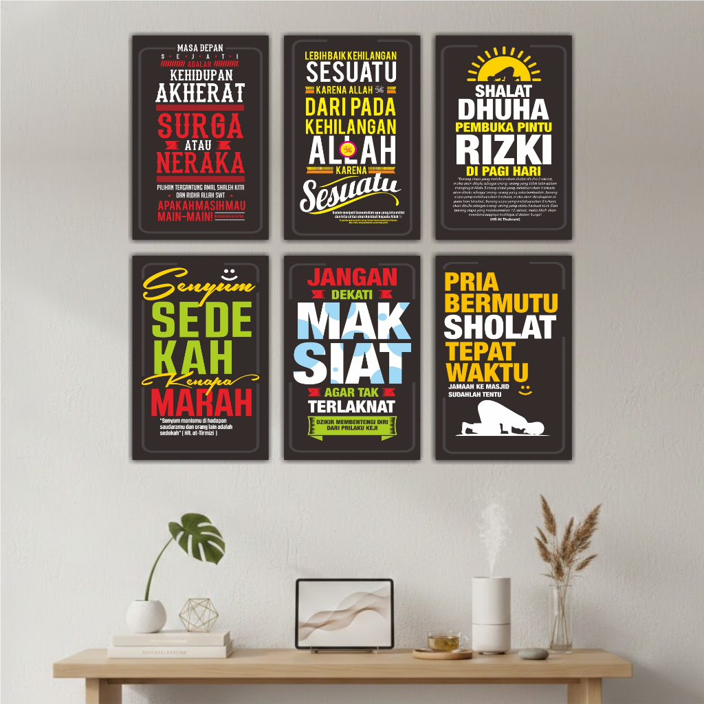 hiasan dinding quotes kata motivasi islami pajangan kamar dekorasi ruang tamu poster papan kayu