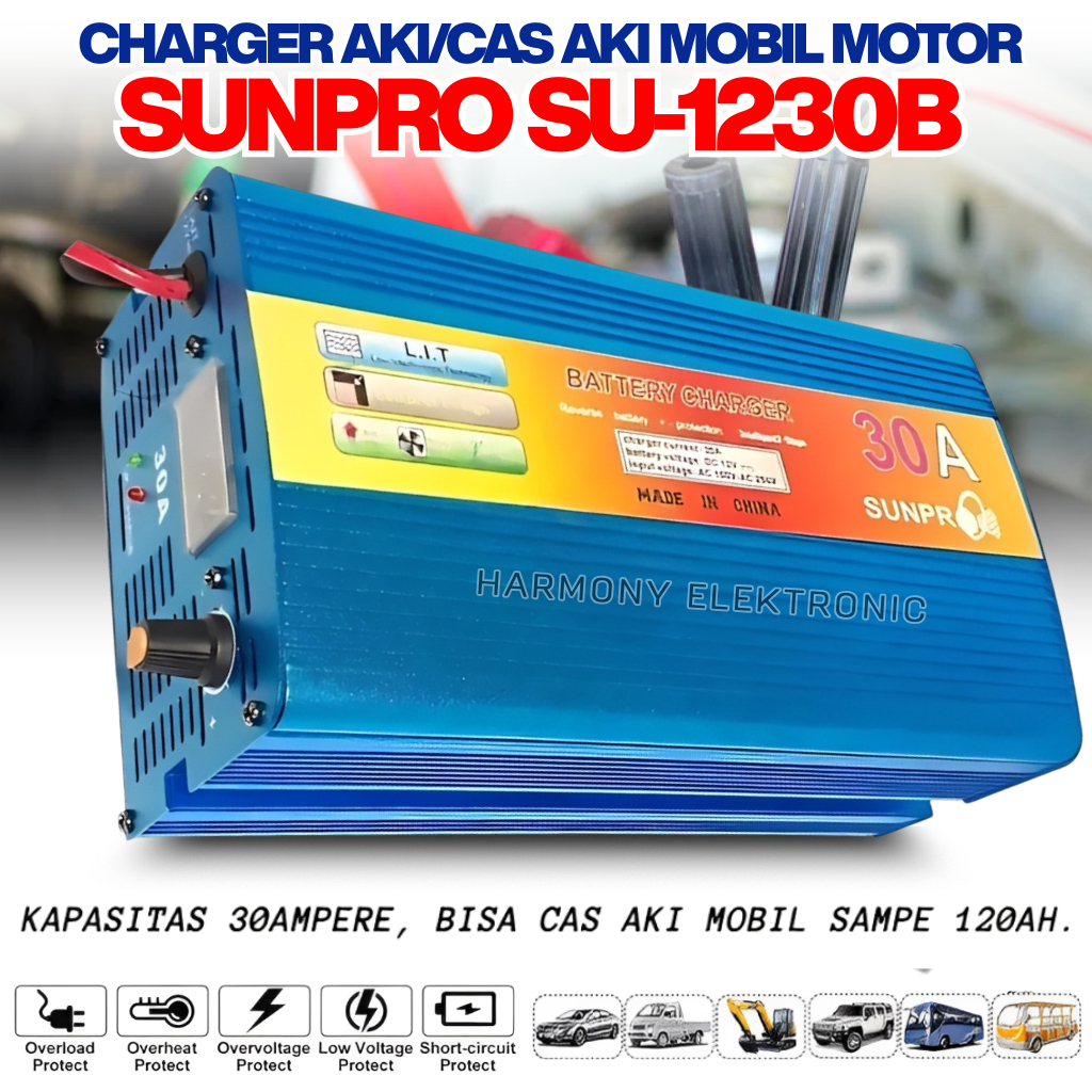Charger Aki 12v 30 Amper Sunpro SU-1230B Terbaru Kualitas Bagus Bisa Cod Alat Casan Aki Mobil Origin