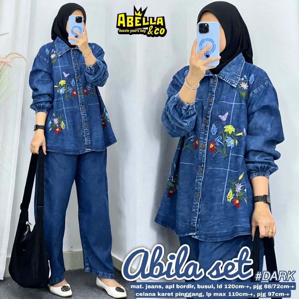 SETCEL JEANS WANITA ( setelan baju + celana jeans )