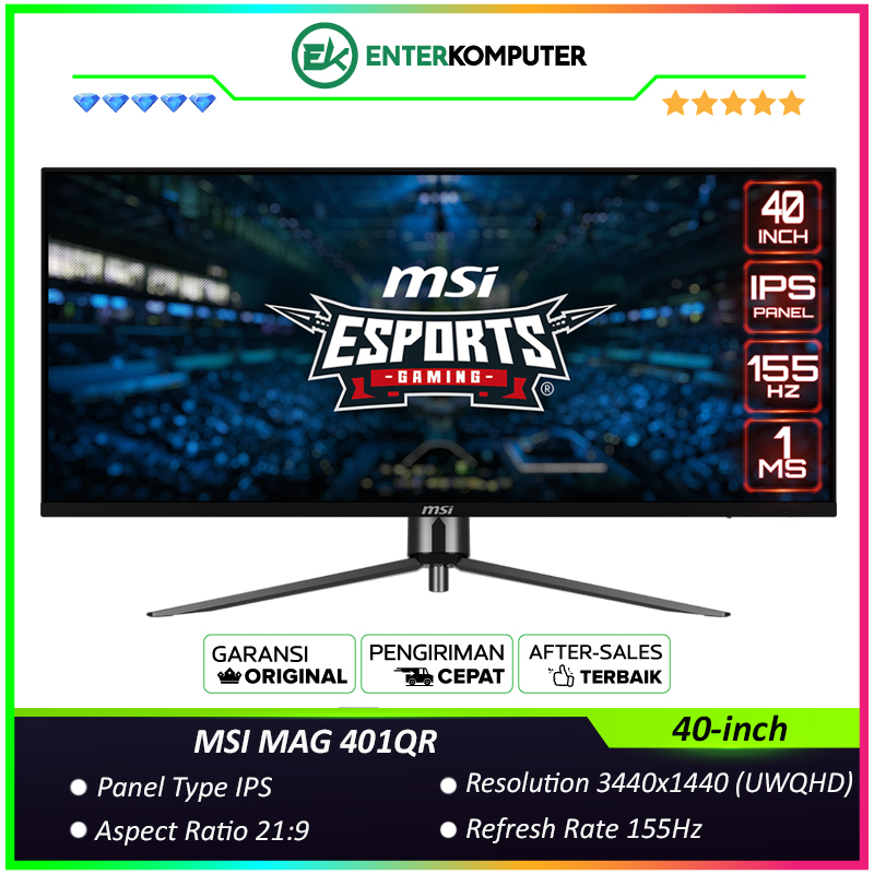 MSI MAG 401QR 40-inch UWQHD IPS 155Hz HDR400 USB-C PD 65W Gaming Monitor / Monitor 40 inch
