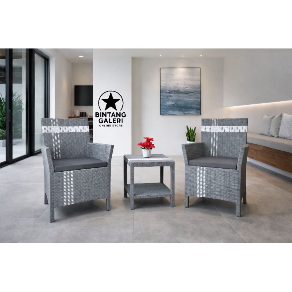 Kursi Teras Hawai Minimalis Rotan Sintetis Kursi tamu Depan Rumah Murah