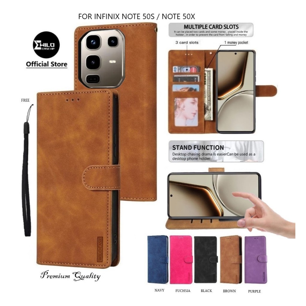 Case Hp Infinix Note 50s | Note 50x Premium Case Flip Cover Wallet Kulit Casing Dompet Hp