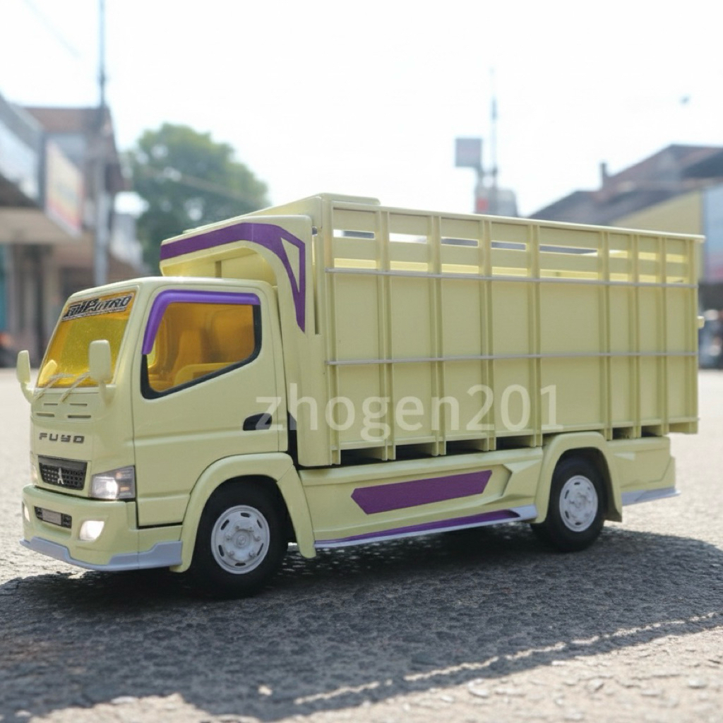 PROMO Miniatur TRUK OLENG Full Variasi Lampu Terpal Dari Kayu Asli - Mainan Anak Truk Oleng Non Rc P