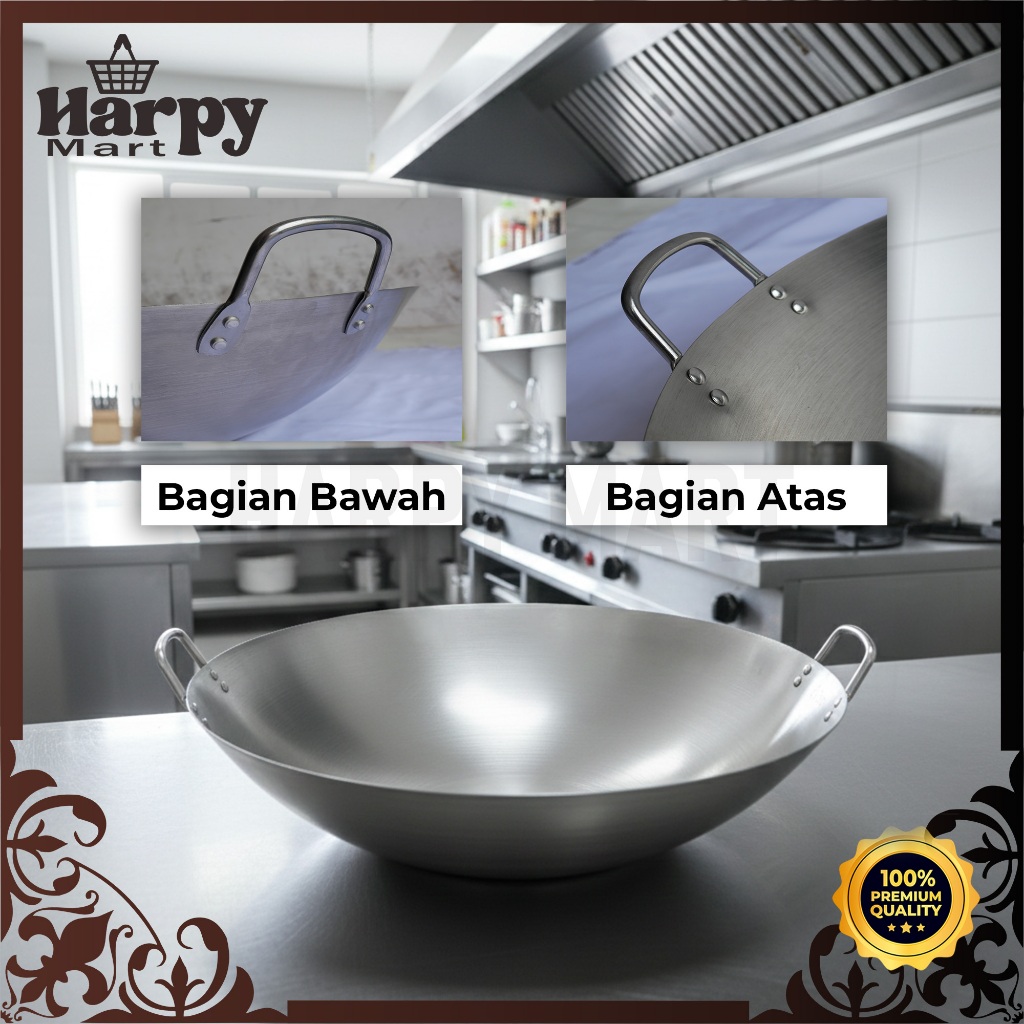 PROMO TERBARU WAJAN KUALI PREMIUM TEBAL/KUALI STAINLESS STEEL/WAJAN STAINLESS - KUALI BESAR KATEL