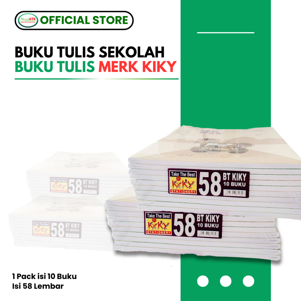 Buku Tulis KIKY 58 Lembar 1 Pack Isi 10 Buku Sekolah