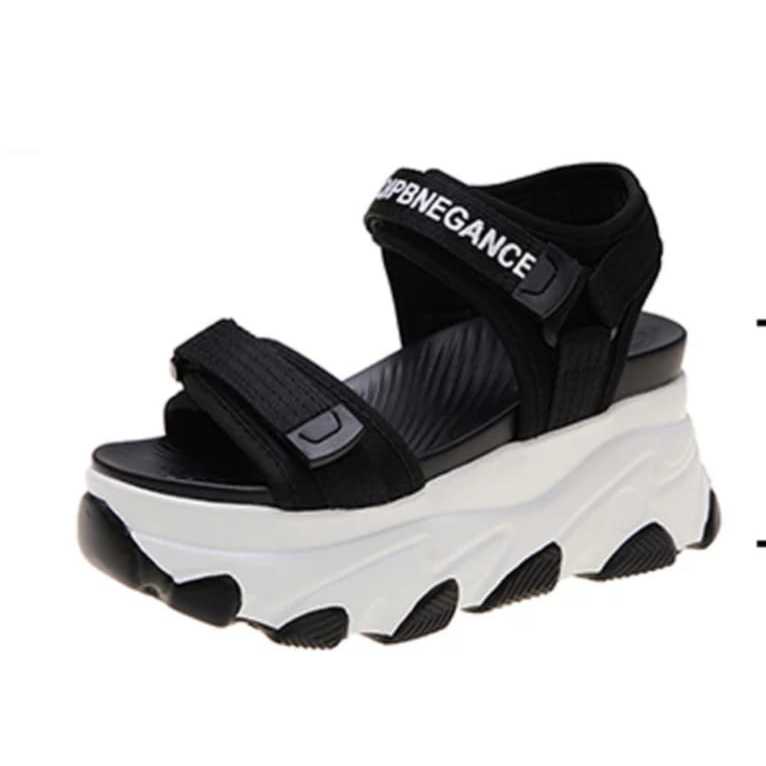 ALVIRA SHOES Sandal Wedges Wanita Hak Tebal Tinggi 5cm Tali Webing Velcro Kekinian Ootd CK 538