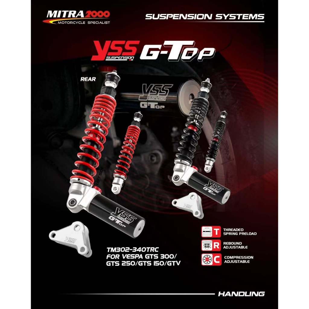 YSS Twin Shock G-TOP For Rear Vespa GTS 300 (TM302-340TRC)