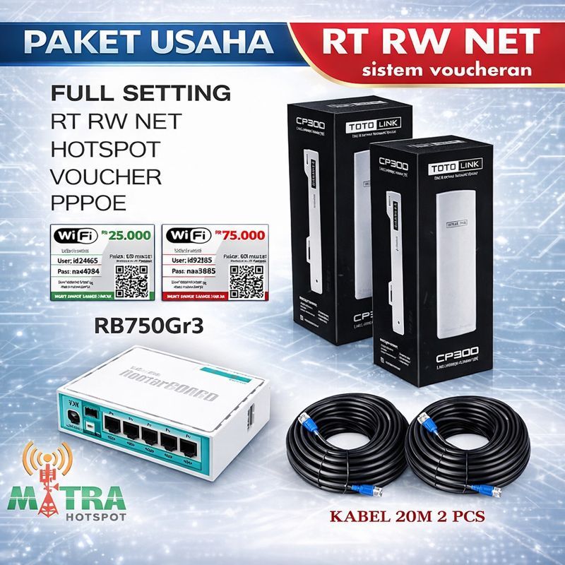 Paket Usaha Wifi Hotspot Voucher Alat RT RW Net Lengkap Full Setting 2 AP TOTOLINK  CP300