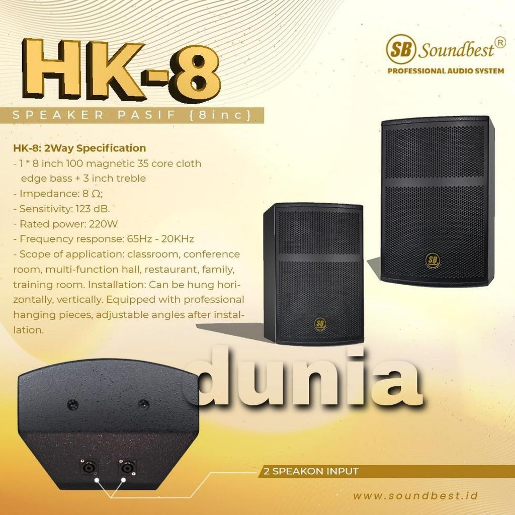 Speaker Pasif Soundbest HK 8 Original Sepasang Speaker 8inch HK8