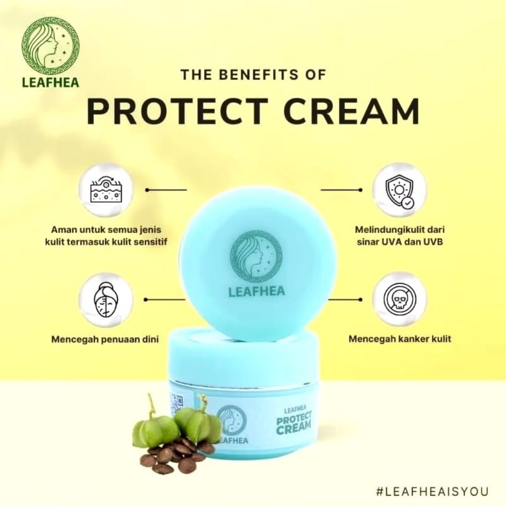 LEAFHEA SUNSCREEN SPF 50 PROTECH CREAM 100% ORIGINAL Halal BPOM