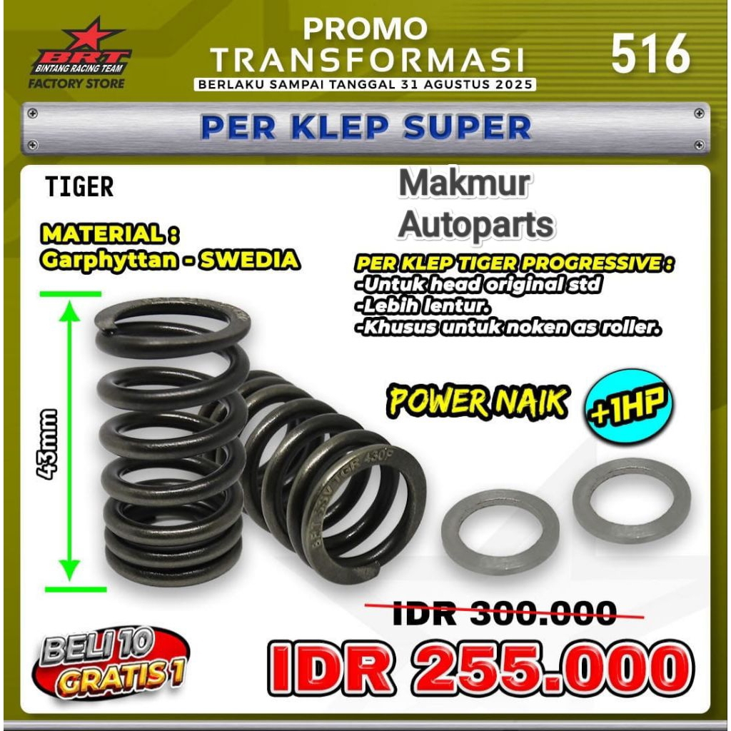 PER KLEP PROGRESIF TIGER - KHUSUS HEAD STANDAR / ORIGINAL TIGER - BINTANG RACING TEAM BRT