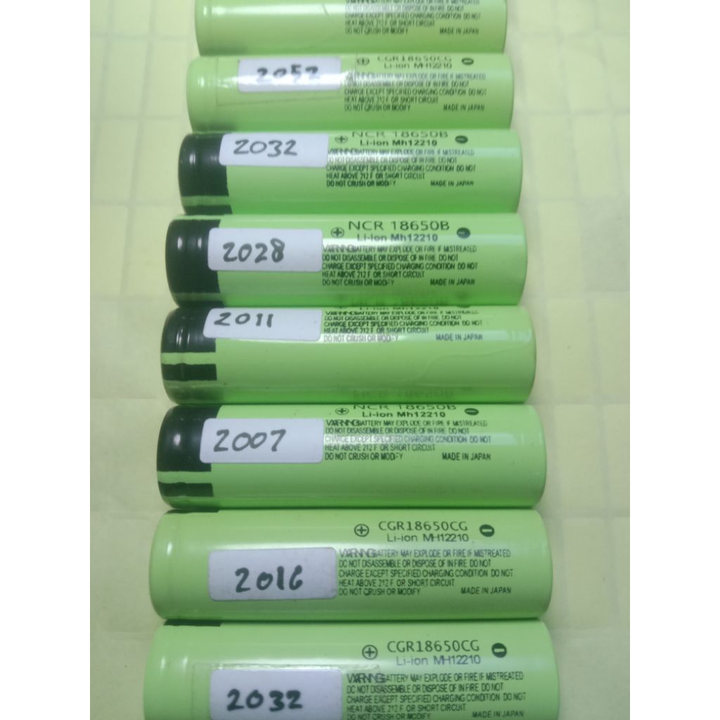 baterai 18650 panasonic bekas laptop 2000 mah real capacity kondisi normal