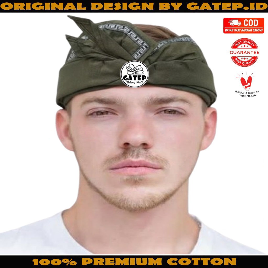 Udeng Bali Warna Hijau Lumut Lis Mesir Setengah Jadi / Ikat Kepala Pria Khas Bali / Belangkon Bali /