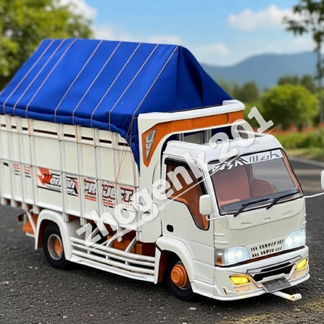 PROMO Miniatur TRUK OLENG Full Variasi Lampu Terpal Dari Kayu Asli - Mainan Anak Truk Oleng Non Rc P