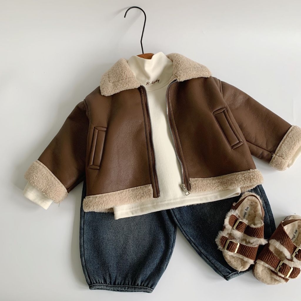 jaket semi kulit anak jaket kulit anak bulu sherpa jaket anak bulu