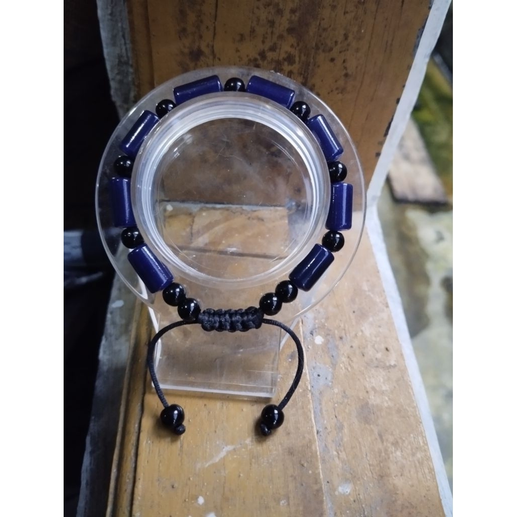 Gelang manas sambelum biru tua full manik batu kecil