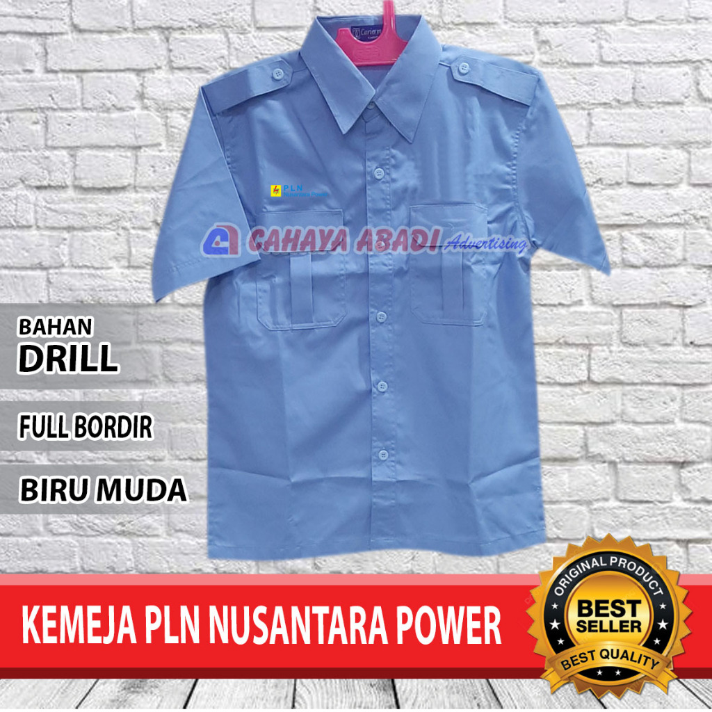 Kemeja PLN Nusantara Power Seragam PLN Nusantara Power Baju PLN Nusantara Power Biru Muda