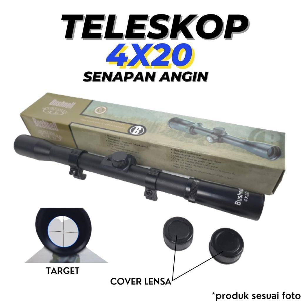 Teleskop Bushnell 3-7x28 / Riflescope 4x20 Hitam Red Dot Telescope