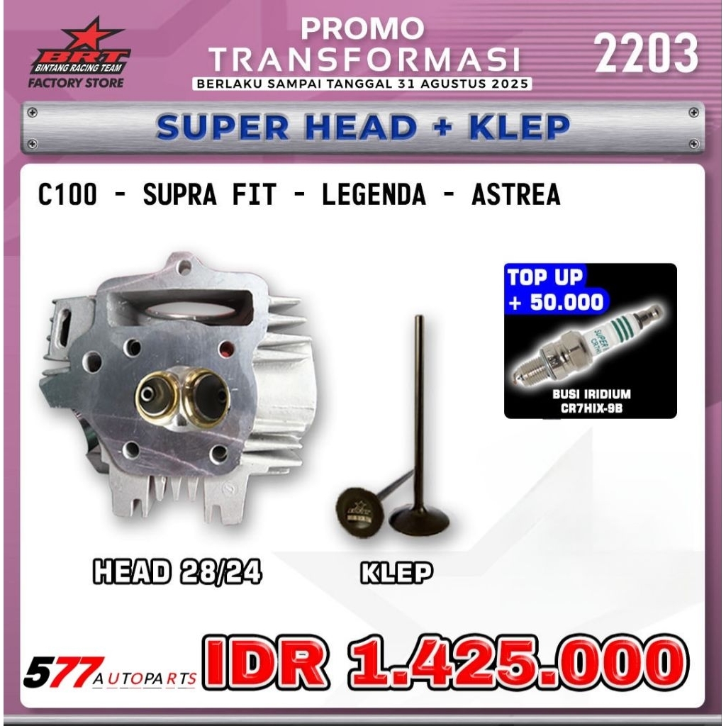 Super Head + Klep BRT C100, Supra Fit, Legenda, Astrea