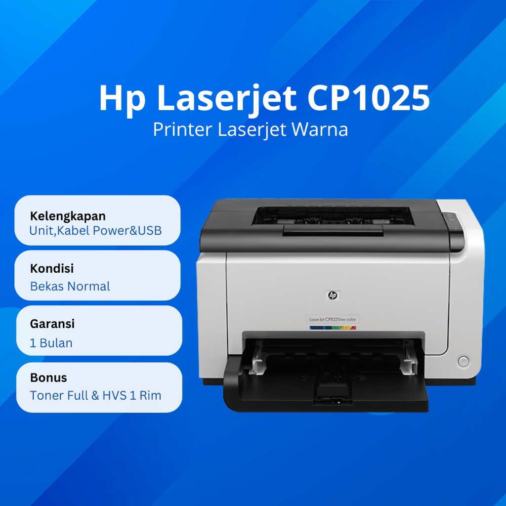 Printer Hp Laserjet Warna CP1025 Bonus Toner Full & Kertas Hvs 1 Rim Bergaransi