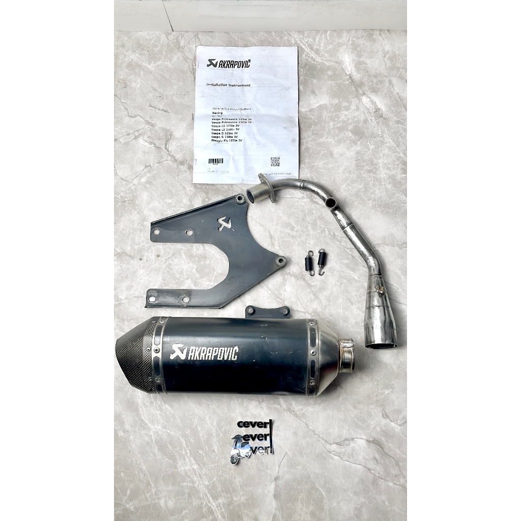 Exhaust Knalpot Akra Akrapovic Black Vespa Sprint Primavera S LX Full System Second