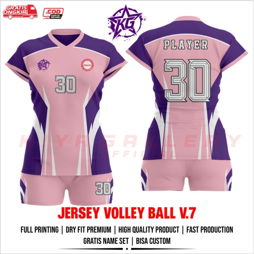 JERSEY BAJU VOLI WANITA V.7 FULL PRINTING GRATIS NAMA DAN NOMOR