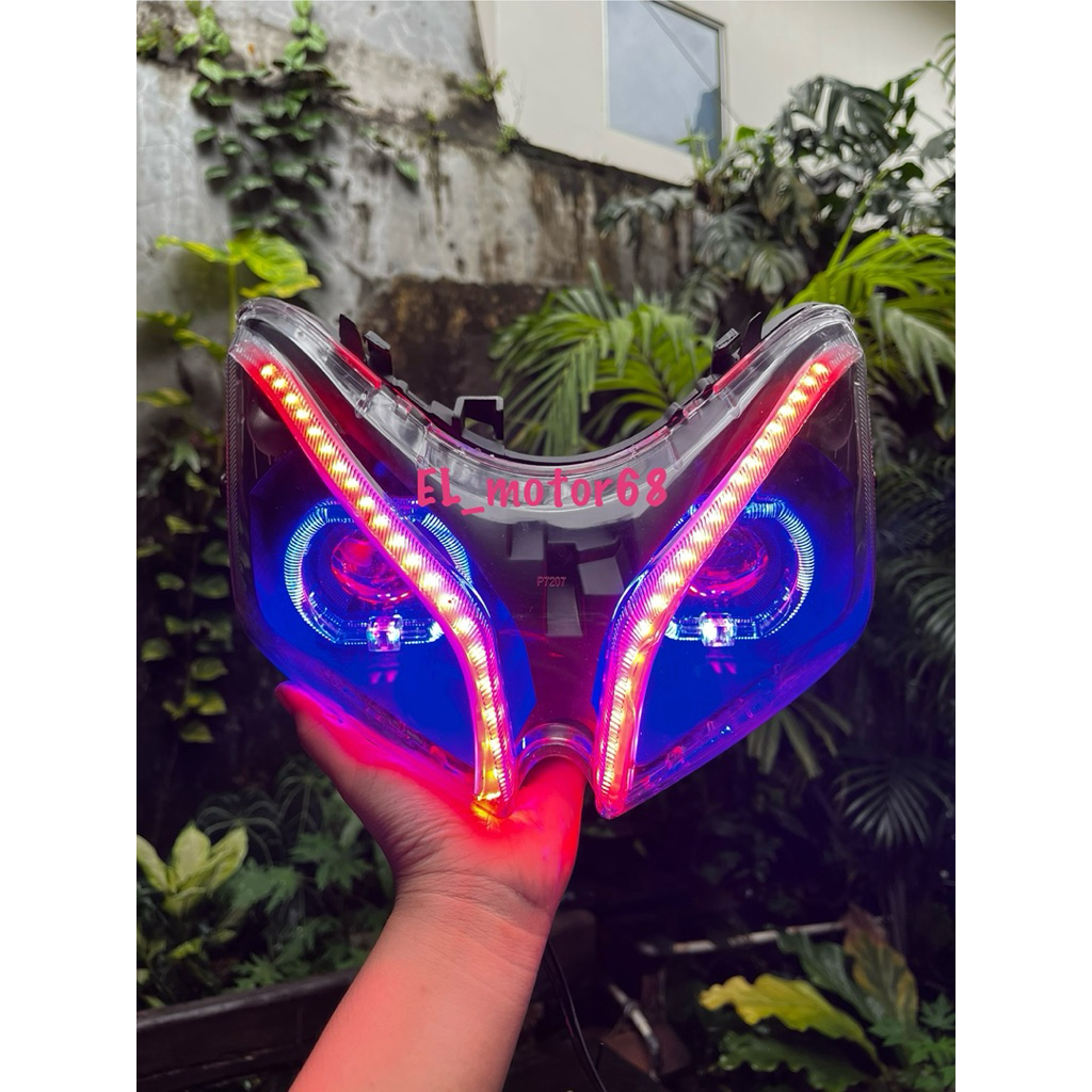 reflektor lampu depan vario 110 old/karbu set reflektor custom biled 3,5 inch dua lampu plus alis ra