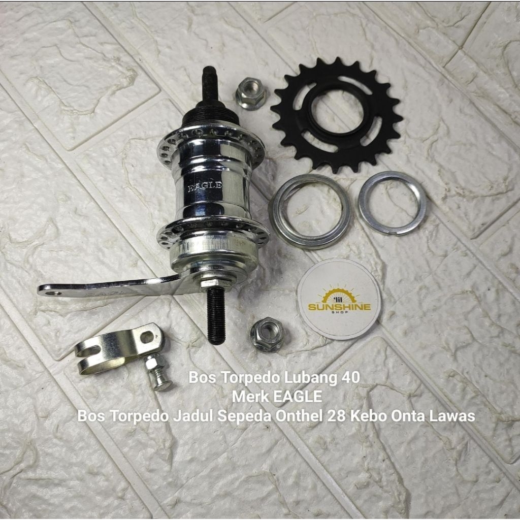 Hub Nap Bos Roda Belakang Terpedo Lubang 40H Terpedo Sepeda Onthel 28 Ontel Vintage Jadul Komplit