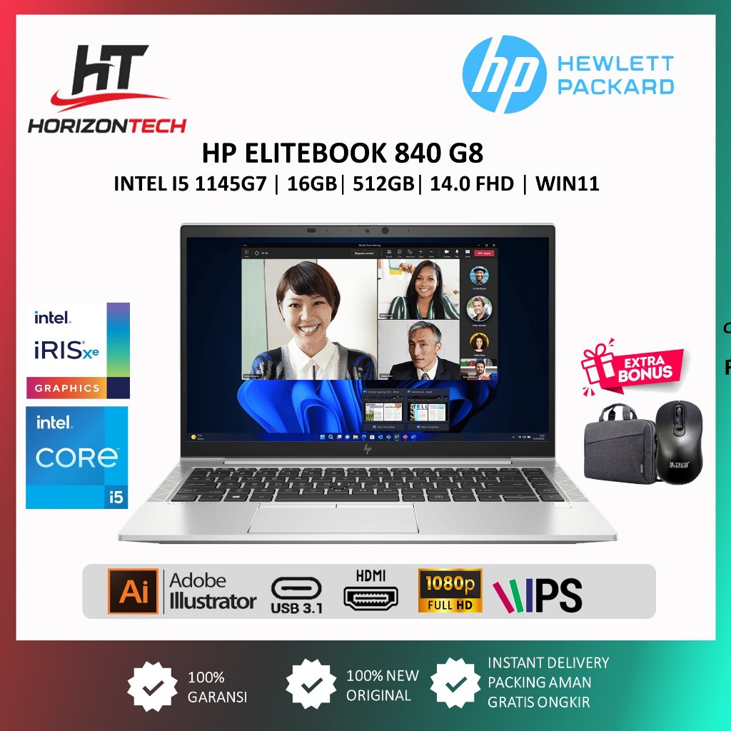 PROMO Laptop Touchscreen HP Elitebook 840 G8 Intel i5 1145G7 16GB 512GB SSD Fhd Win 11 Ori