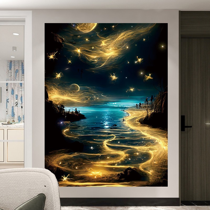 Latar belakang kain gantung pemandangan vertikalimajinatif, kain dinding ruangan, kain dinding kamar