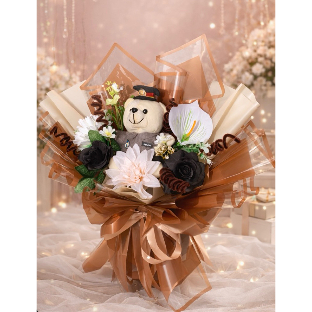 Buket Boneka Polisi Premium | Hadiah Pelantikan Polisi Cantik & Elegan | Buket Boneka Profesi Polisi