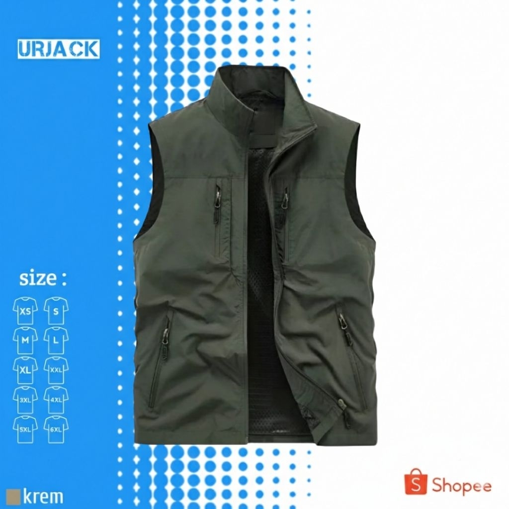 Rompi Vest Pria 4 Saku Taslan Tebal Best Seller Original