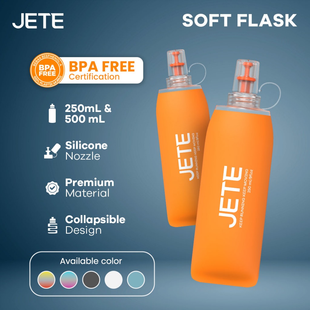 Soft Flask JETE FL1 Soft Flask 250ml 500ml Botol Air Lipat Silicone Foldable Sport Water Bottle Minu