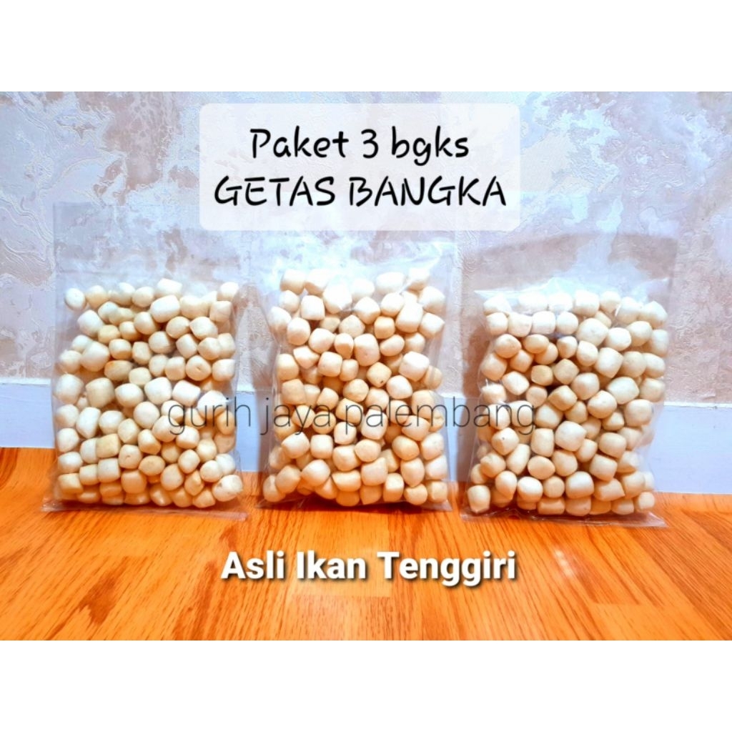 Paket GETAS BANGKA 3bgksx180gr - kerupuk Ikan tenggiri khas palembang - Getas ikan tenggiri asli -  