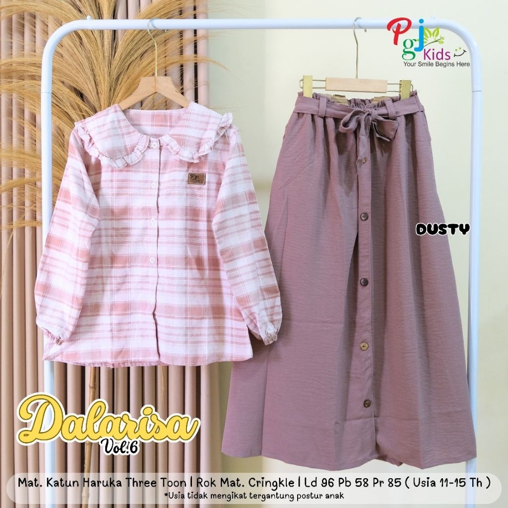 Dalarisa Vol 6 Set Atasan + Rok Anak Perempuan Usia 11-15 tahun Set Rok Anak Perempuan Remaja Origin