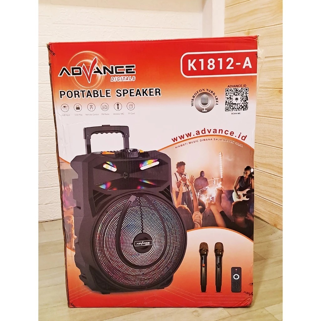 SPEAKER PORTABLE BLUETOOTH ADVANCE K-1812A UKURAN 18 INCH
