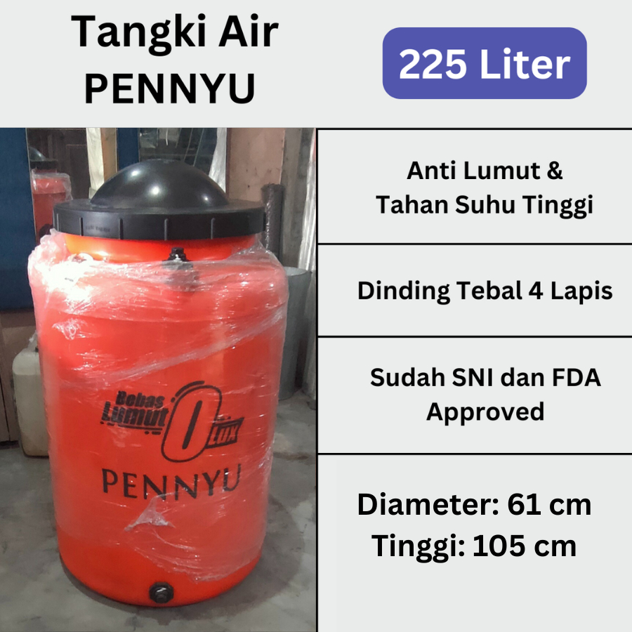 Tandon Tangki Toren Air Penyu 200 Liter 225 Liter Anti Lumut Kuat Lapisan Tebal Berkualitas