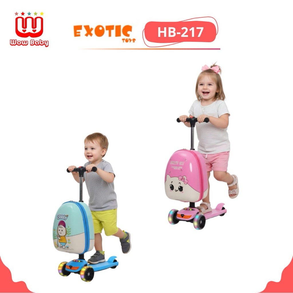 EXOTIC SCOOTER ET-HB217 (KOPER) 2 IN 1 SEKUTER TAS KOPER ANAK KADO TERINDAH SKUTER TROLLY ANAK IMPOR