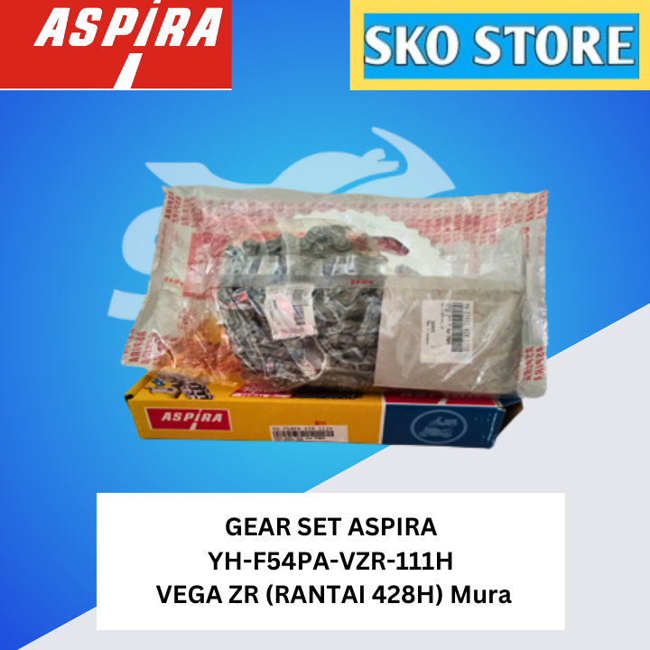 Gear Set Aspira YH-F54PA-VZR-111H Original Paket Gir,Rantai & Gir VEGA ZR (RANTAI 428H) Murah