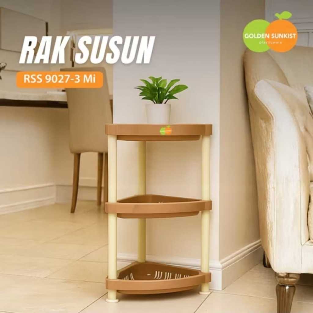 Mitra Loka Rak Segitiga Sudut Susun 3 Serbaguna RSS 9027-3 Golden Sunkist