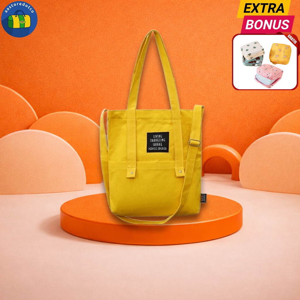 Tote Bag Kanvas Wanita Asli Import Korea Terbaru Kualitas Premium Tas Tote Bag Tote Bag Canvas MJY24