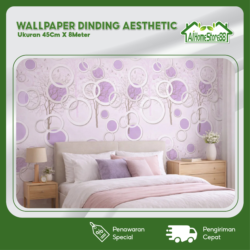 Wallpaper Dinding Warna Biru Wallpaper Dinding Kamar Tidur Stiker Dinding 45Cm X 8Meter