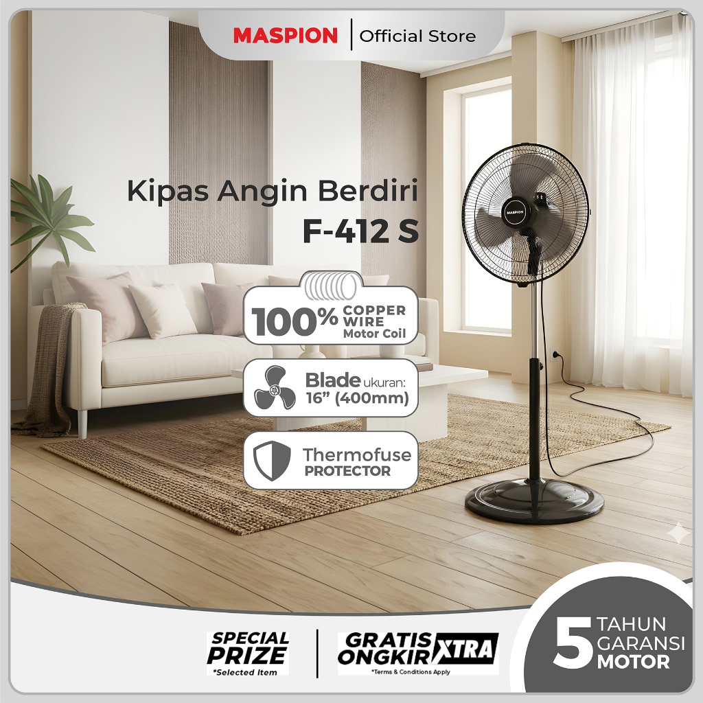 Maspion Kipas Angin Berdiri 16 Inch F-412 S - Indonesia