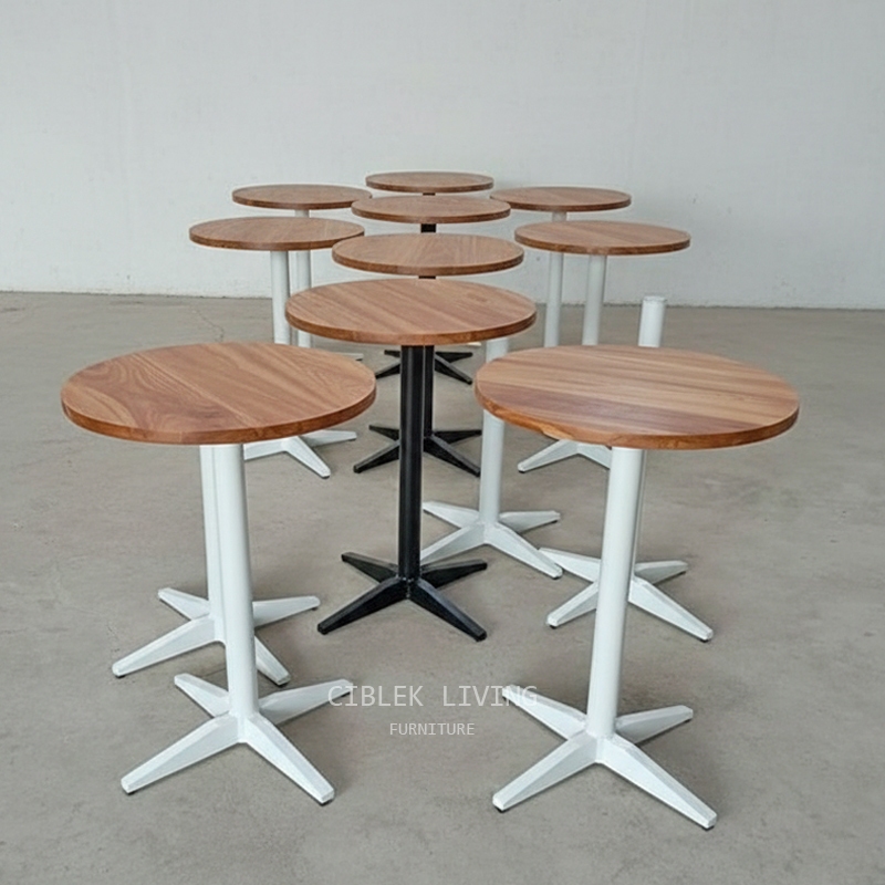 Meja Cafe Kaki Cakar Besi Industrial Top Jati 60cm / Meja Cafe Besi Single Stand / Meja Coffeeshop B
