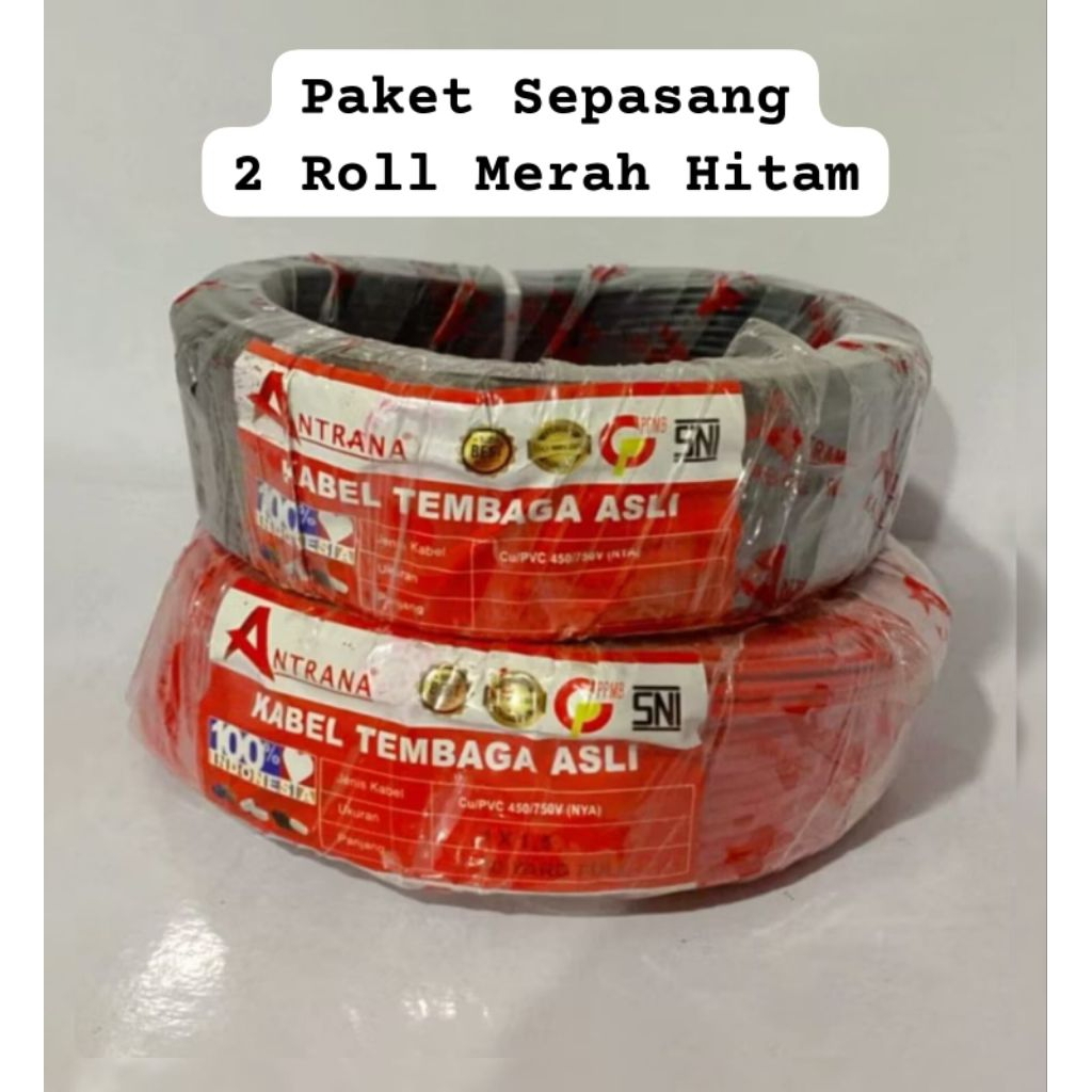 Paket Sepasang 2 Roll KABEL LISTRIK SNI PLN / KABEL TEMBAGA MURNI / KABEL ISI 1 / KABEL GROUDING / K